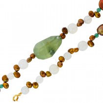 Perlenkette Edelsteinkette Achat Prehnit Bergkristall 90cm 