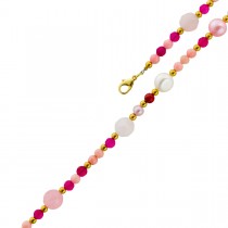 Perlenkette 48cm Süßwasserperlen Rosenquarz Achat Bergkristall Angel Skin Koralle