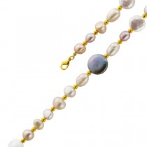 Perlenkette 48cm Süßwasserperlen 6-4-14mm