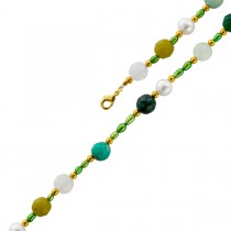 Perlenkette 48cm Süßwasserperlen Natur Türkise Amazonit Achat Jaspis 