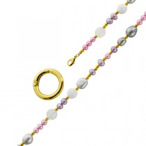 Perlenkette 92cm Süßwasserperlen Natur Achat Bergkristall