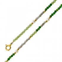 Perlenkette 47 cm Süßwasserperlen Natur Peridot Mondstein Edelsteine