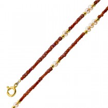 Perlenkette 47cm Süßwasserperlen Natur Granat Edelsteine