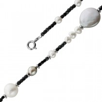 Perlenkette 47cm Süßwasserperlen schwarze Natur Spinell Edelsteine
