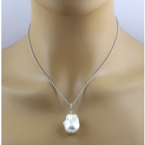 Erbskette Silber 925 Edison Perle weiße Zirkonia Steine 