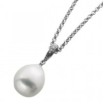 Erbskette Silber 925 Edison Perle weiße Zirkonia Steine