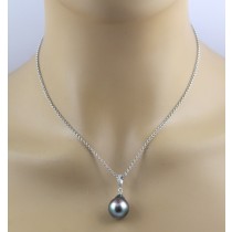 Erbskette Silber 925 anthrazit grün pinkeTahiti Perlen Anhänger 