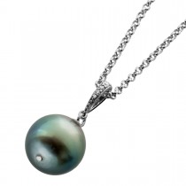 Erbskette Silber 925 anthrazit grün pinkeTahiti Perlen Anhänger 