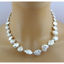 Perlenkette 47cm Keshi Perlen 8-15mm Silber 925