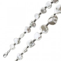 Perlenkette 47cm Keshi Perlen 8-15mm Silber 925