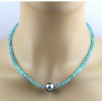 Kette 47cm Tahiti Perle 13mm Natur Apatit Edelsteine