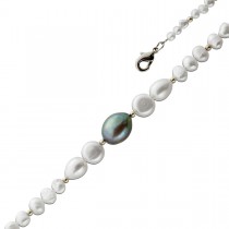 Perlenkette 47cm Süßwasserperlen 4.5-11mm Silber 925