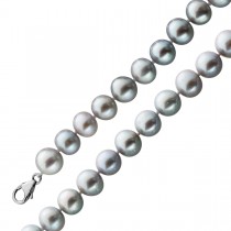 Perlenkette 47cm graue Edisonperlen 10.5-11.5mm Silber 925