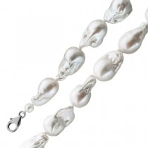 Perlenkette 47cm Edison Perlen 10.5-14.5mm Silber 925