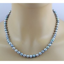 Perlenkette 47cm japanische Akoyaperlen 6.5-7.5mm Silber 925