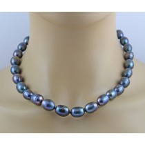 Perlenkette 47cm Süßwasserperlen 10-12mm Silber 925