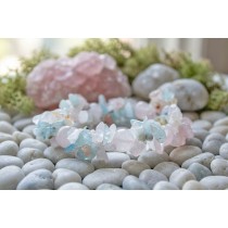 Morganit Armband nat. Morganit Aquamarin Achat Bergkristall 