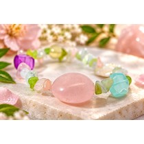 Perlenarmband Süßwasserperlen Rosenquarz Aquamarin Peridot Bergkristall Amethyst Citrin