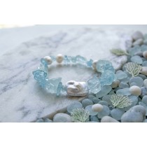 Perlenarmband Süßwasserperlen hellblaue Aquamarine