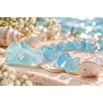 Perlenkette Süßwasserperlen nat. Bergkristall Aquamarin