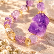 Amethyst Armband nat. Amethyst gelber Citrin Süßwasserperle