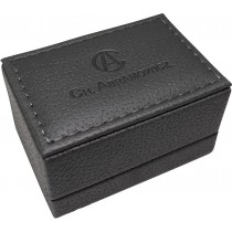 Universal Ring Box Leder grau, Maße 75x50x42mm Hartplatik mit Lederauflage, Verpackung