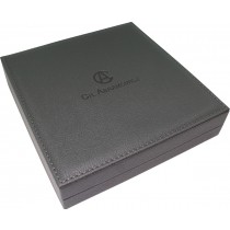 Universal Collier Box Leder grau, Maße 190x195x44mm Hartplastik mit Lederauflage, Verpackung