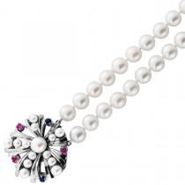 Perlenkette 50cm Weißgold 585 14K Akoyaperlen Saphire Antikschmuck 