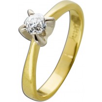 Solitärring Gelbgold 585 14K Diamant 0.30ct Antikschmuck