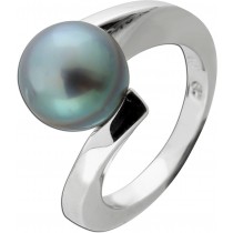 Tahiti Perlenring  Weißgold 585 14K Tahitiperle 11mm Anthrazit 