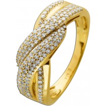 Brillant Ring Gold 375 9 Karat Diamanten 0.75ct. Überwurf Design