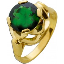 Turmalin Ring Gold 585 14K grüner Edelstein Antikschmuck