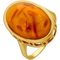 Bernstein Ring Gold 333 8K gelber Edelstein Antikschmuck