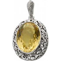 Citrin Anhänger Silber 925 gelber Limonen Edelstein 20ct. Vintage