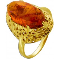 Bernstein Ring Gold 333 8K brauner Edelstein Antikschmuck