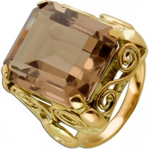 Rauchquarz Ring Gold 333 8K brauner Edelstein Antikschmuck