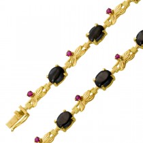 Beryll Armband Gold 750 18K Katzenauge Rubine Antikschmuck