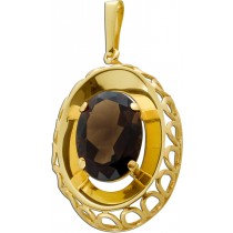 Rauchquarz Anhänger Gold 333 8K brauner Edelstein Antikschmuck