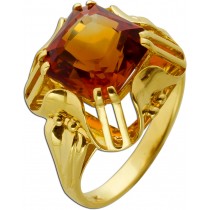 Citrin Ring Gold 585 14K gelber Edelstein Antikschmuck
