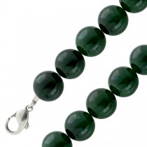 Jadekette Silber 925 Karabiner moosgrüner Jade Edelstein 14,2mm