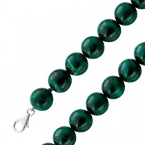 Malachitkette Silber 925 Karabiner moosgrüner Malachit 12mm