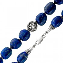 Lapislazuli Kette blaue Edelsteine Silber 925 Antikschmuck