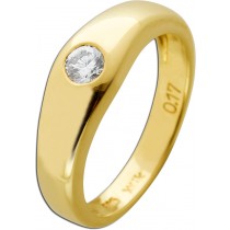 Bandring Gold 585 14K Solitär Brillant 0.17ct. Lupenrein