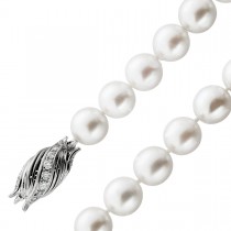Perlenkette 41cm Weißgold 750 18K Akoyaperlen 9.5mm Diamanten 0.72ct