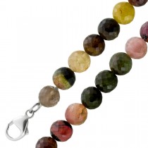 Turmalin Edelsteinkette bunte Turmaline 8mm Kugeln 41cm Karabiner