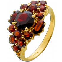 Granatring Gelbgold 585 14K rote Edelsteine Antikschmuck