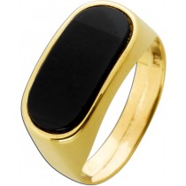 Siegelring Gold 585 14K schwarze Onyxplatte Antikschmuck 