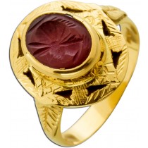 Karneol Ring Gold 750 18K roter Edelstein Antikschmuck