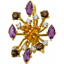 Amethyst Anhänger Gold 333 8K Citrin Rauchquarz Zirkonia