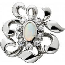 Opal Anhänger Weißgold 585 14K Diamanten Antikschmuck